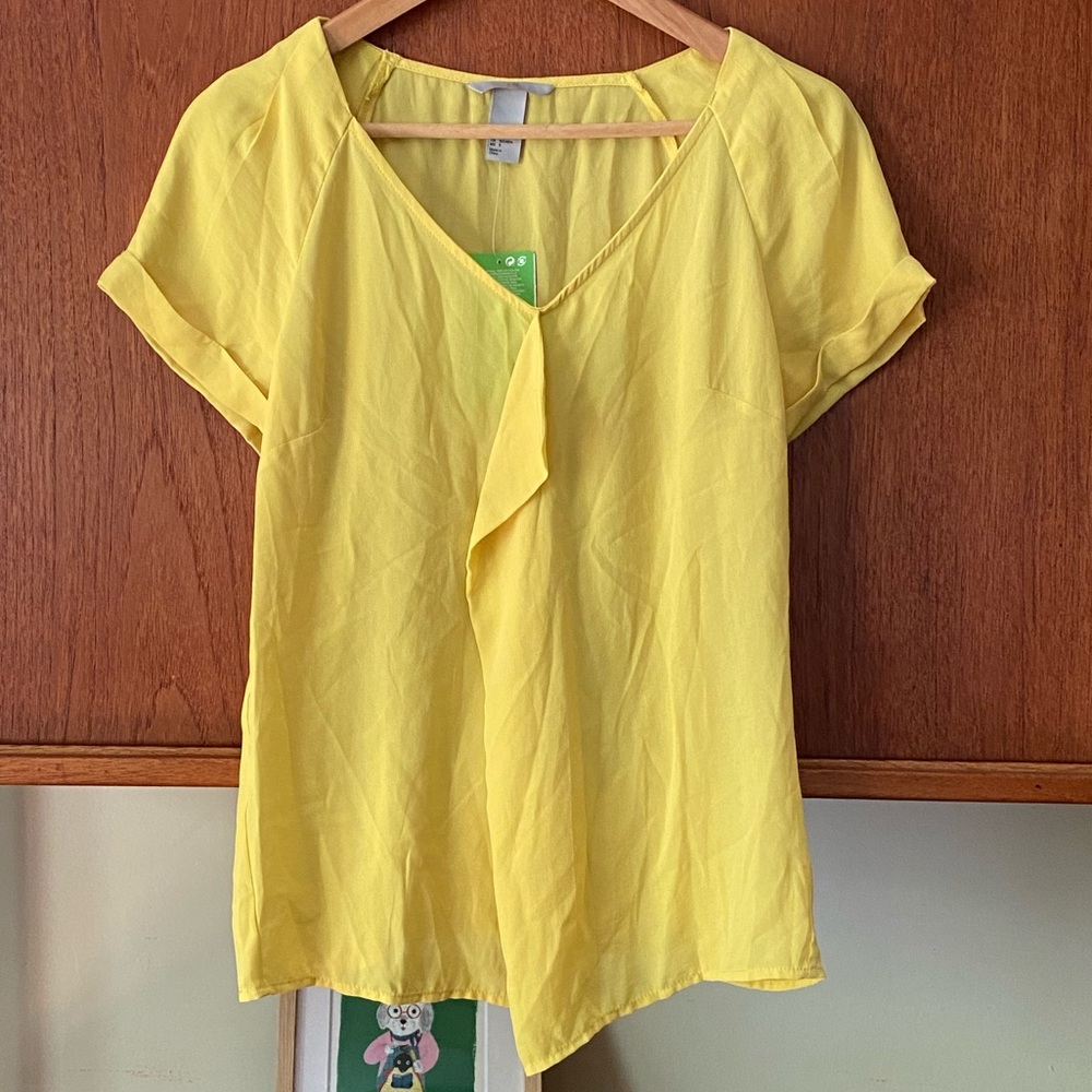 H&M yellow/chartreuse color breathy light shirt